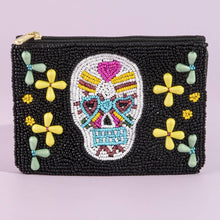 Load image into Gallery viewer, Seed Bead Sugar Skull Coin Purse
