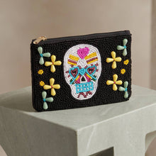 Load image into Gallery viewer, Seed Bead Sugar Skull Coin Purse
