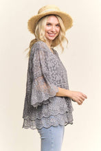 Load image into Gallery viewer, BELL SLEEVE LACE TOP- LET3907
