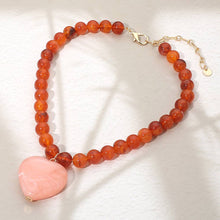 Load image into Gallery viewer, Chunky Marbled Resin Heart Charm Beaded Necklace
