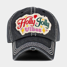 Load image into Gallery viewer, HOLLY JOLLY Vibes Message Embroidered Christmas Vintage Baseball Cap
