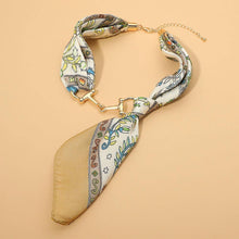 Load image into Gallery viewer, Metal Horsebit Accent Silky Fabric Scarf Necklace
