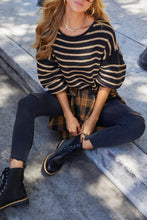 Load image into Gallery viewer, Oversized Exposed seam Batwing Sleeve Stripe Knit sweater

