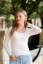 Load image into Gallery viewer, Square Neck Long Sleeve Top, White
