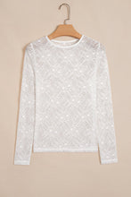 Load image into Gallery viewer, Sheer Lace Mesh Crew Neck Long Sleeve Top
