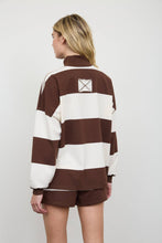 Load image into Gallery viewer, WIDE STRIPE HALF ZIP LONG SLEEVE KNIT TOP
