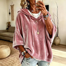 Load image into Gallery viewer, Women’s Oversized V Neck Hooded Sweatshirt 3/4 Sleeve Pullover
