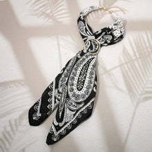 Load image into Gallery viewer, Pattern Printed Ring Accent Fabric Scarf Necklace
