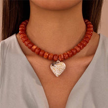 Load image into Gallery viewer, Heart Pendant Resin Beaded Necklaces | 40NK9701
