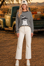 Load image into Gallery viewer, Halloween Ghost Appliqué Striped Long Sleeve Top
