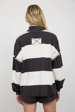 Load image into Gallery viewer, WIDE STRIPE HALF ZIP LONG SLEEVE KNIT TOP
