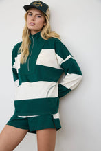 Load image into Gallery viewer, WIDE STRIPE HALF ZIP LONG SLEEVE KNIT TOP
