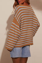 Load image into Gallery viewer, Oversized Exposed seam Batwing Sleeve Stripe Knit sweater
