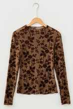 Load image into Gallery viewer, Floral Velvet Mesh Long Sleeve Top
