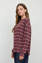 Load image into Gallery viewer, STRIPE LONG SLEEVE CUFFED RELAXED KNIT TOP
