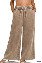 Load image into Gallery viewer, Plus Acid Wash Fleece Palazzo Sweatpants  Zenana
