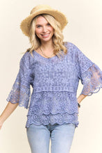 Load image into Gallery viewer, BELL SLEEVE LACE TOP- LET3907
