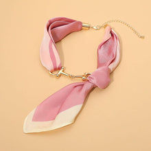 Load image into Gallery viewer, Metal Horsebit Accent Silky Fabric Scarf Necklace
