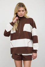 Load image into Gallery viewer, WIDE STRIPE HALF ZIP LONG SLEEVE KNIT TOP
