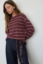 Load image into Gallery viewer, STRIPE LONG SLEEVE CUFFED RELAXED KNIT TOP

