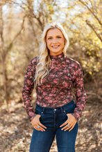 Load image into Gallery viewer, Mock Neck Mesh Top, Floral
