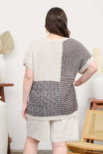 Load image into Gallery viewer, PLUS MULTI PATTERN COLORBLOCK SHORT SLEEVE SWEATER
