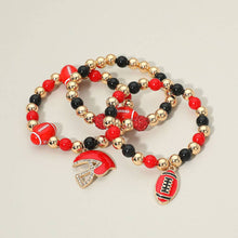 Load image into Gallery viewer, 3PCS - Game Day Football Helmet Charm Beaded Stretch Multi Layered Bracelets
