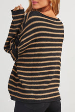 Load image into Gallery viewer, Oversized Exposed seam Batwing Sleeve Stripe Knit sweater

