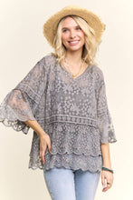 Load image into Gallery viewer, BELL SLEEVE LACE TOP- LET3907
