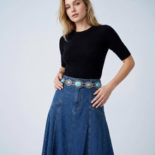Load image into Gallery viewer, Bold Western Oval Stone Accent Conch Link Waist Chain Belt
