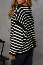 Load image into Gallery viewer, Oversized Exposed seam Batwing Sleeve Stripe Knit sweater
