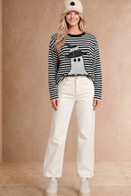 Load image into Gallery viewer, Halloween Ghost Appliqué Striped Long Sleeve Top
