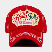 Load image into Gallery viewer, HOLLY JOLLY Vibes Message Embroidered Christmas Vintage Baseball Cap
