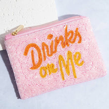 Load image into Gallery viewer, Drinks On Me Print Beaded Coin Purse
