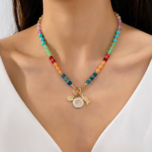 Load image into Gallery viewer, Rainbow Beaded Nautical Charm Necklace | 80N92952
