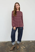 Load image into Gallery viewer, STRIPE LONG SLEEVE CUFFED RELAXED KNIT TOP
