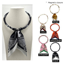Load image into Gallery viewer, Abstract Printed Bow Knot Fabric Scarf Magnetic Necklace
