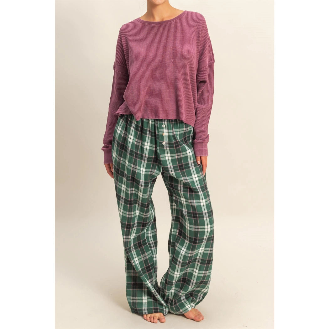 Flannel Wide Leg Pants