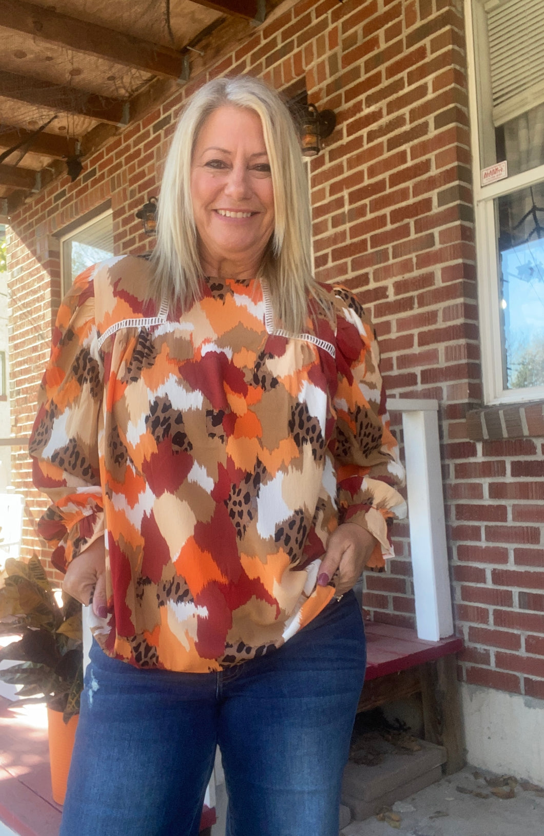 Abstract Animal Print Blouse