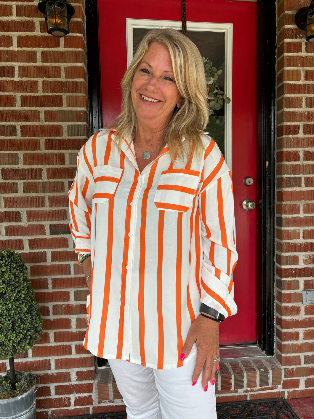 Tangerine striped shirt