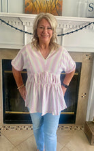 Load image into Gallery viewer, Striped V Neck Top
