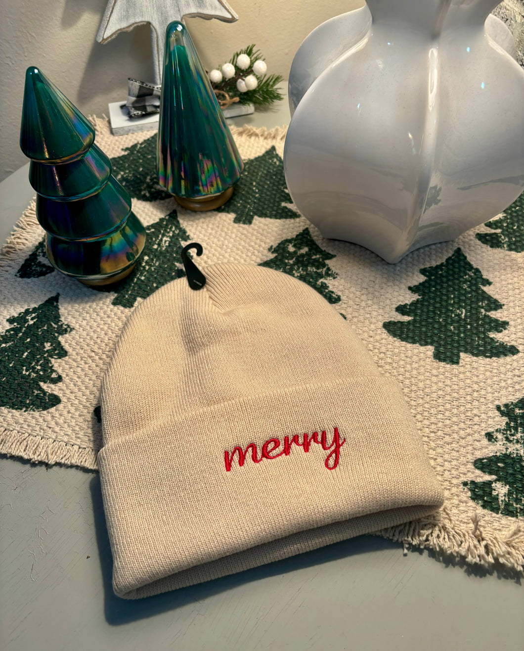 Merry embroidered Beanie hat