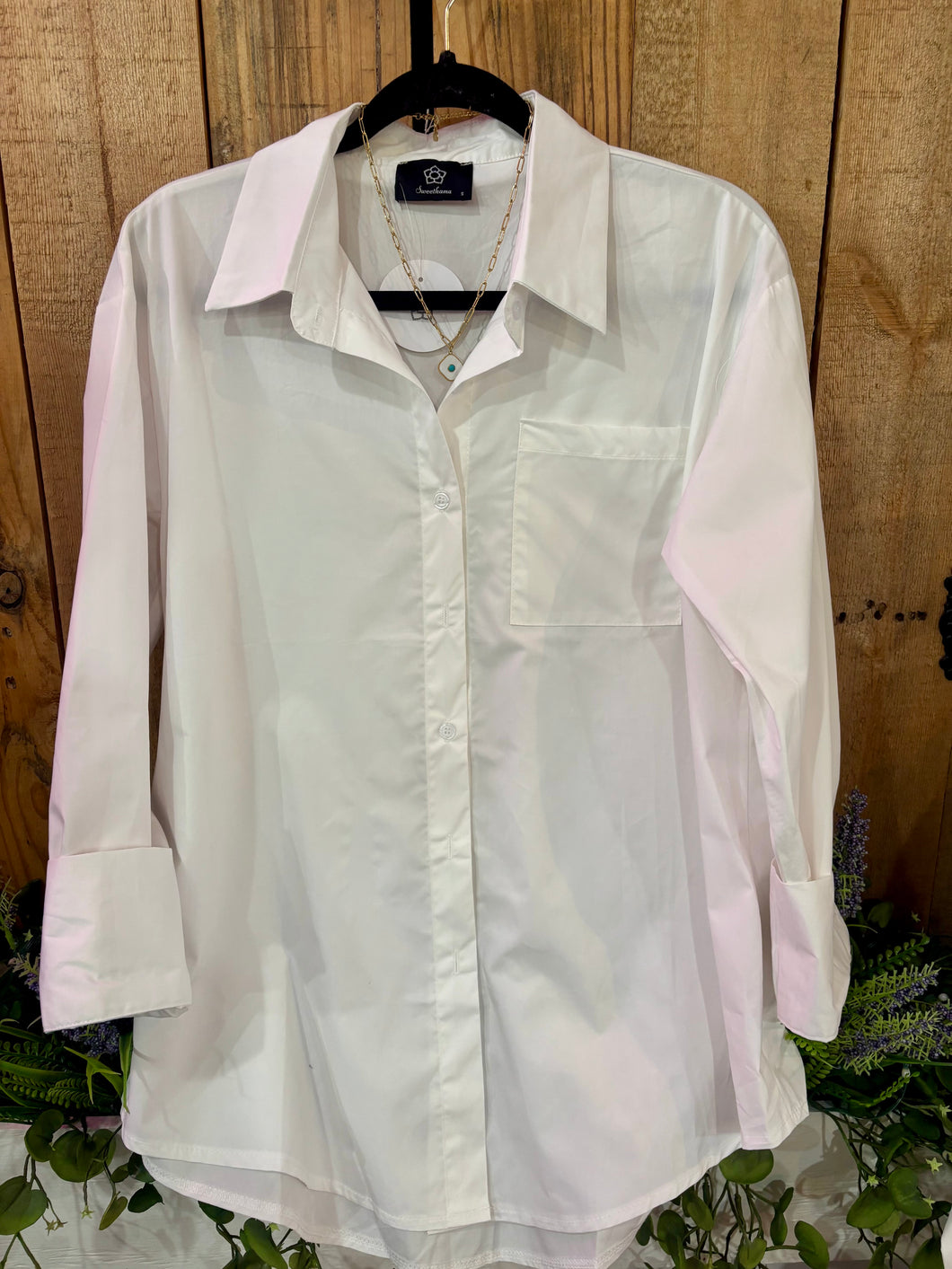 White Lapel Collar Top