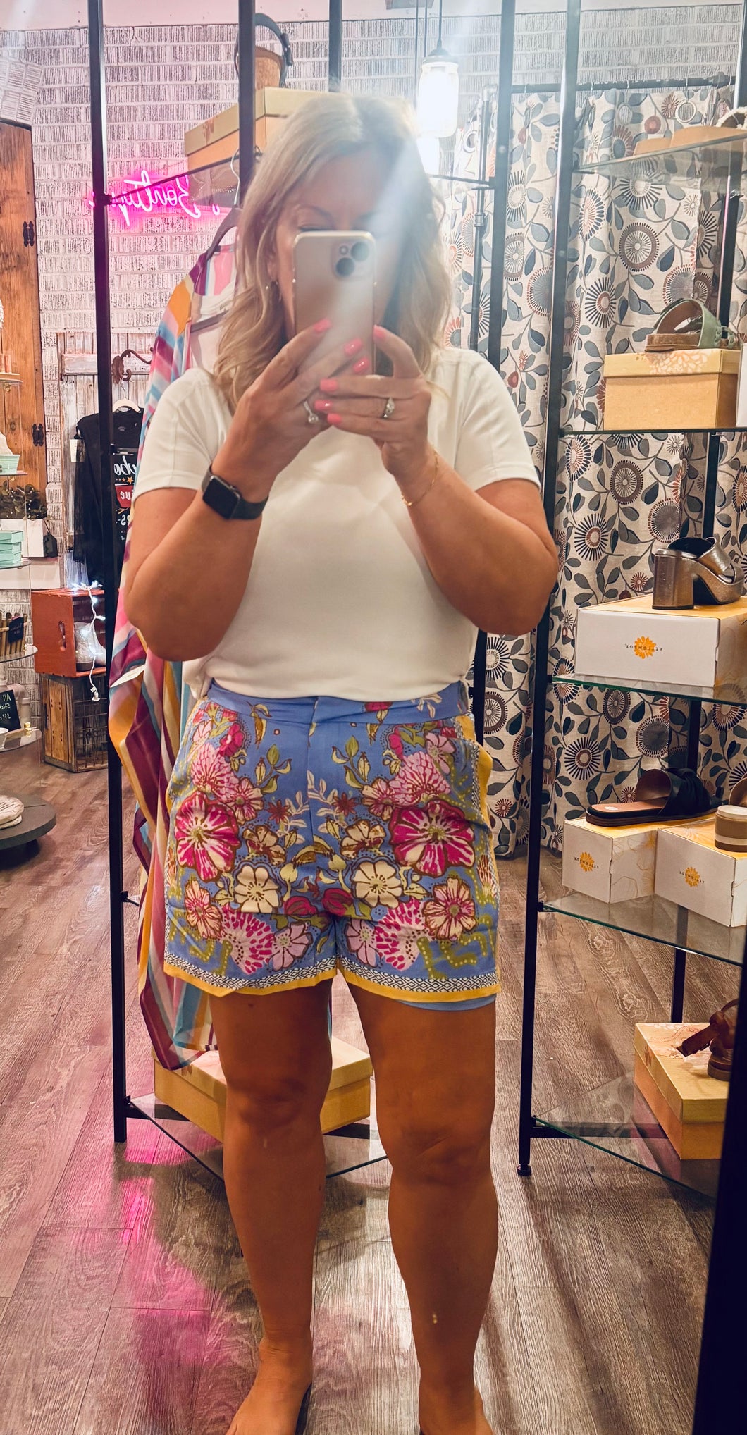 Border Print Shorts (Skies Are Blue)