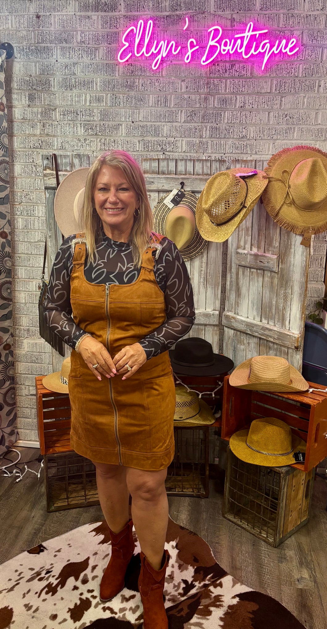 Western Buckle Suede Dress