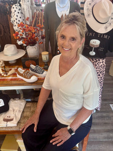 Corded V-Neck Top