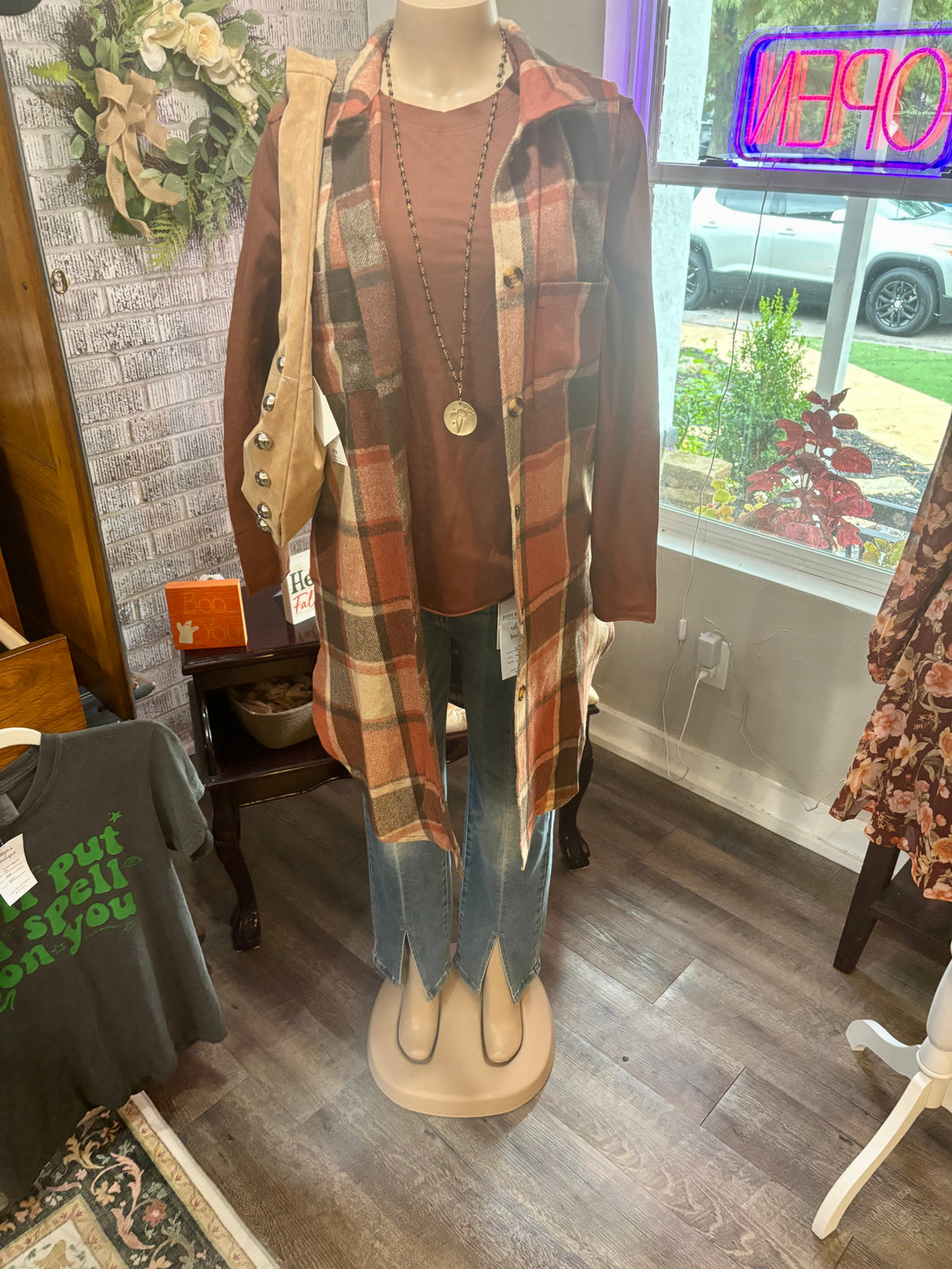 Plaid Vest Cardigan