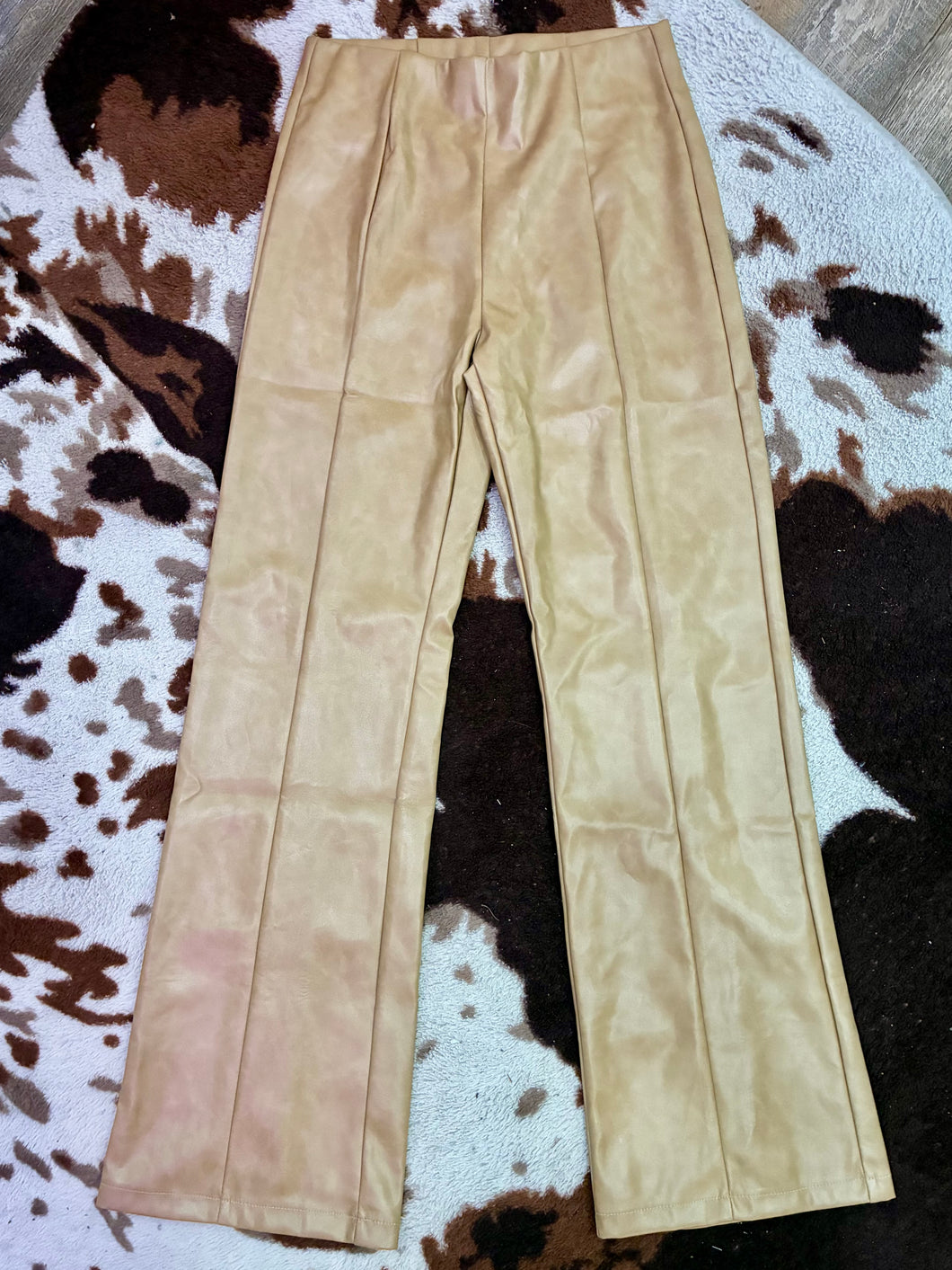 Tan Faux Leather Pants