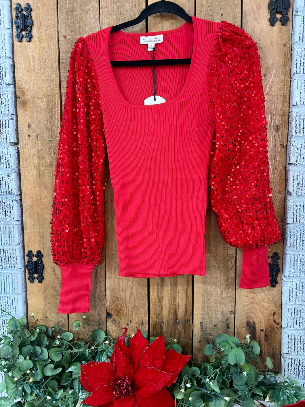 Red square neck Sweater