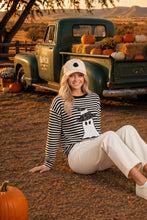 Load image into Gallery viewer, Halloween Ghost Appliqué Striped Long Sleeve Top
